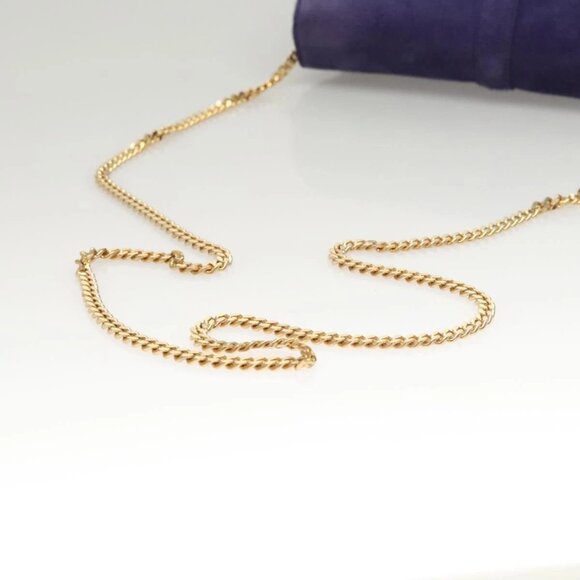 CELINE Chain Shoulder Bag Suede Purple Auth BA1516 - Picture 8 of 16